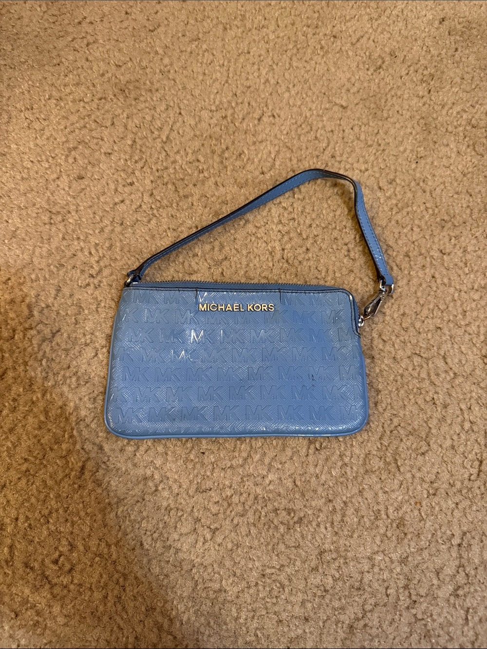 Michael Kors Light Blue Signature Wristlet Clutch